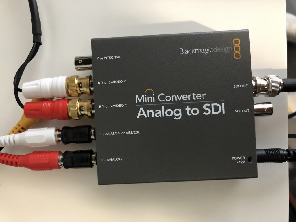 Photo of a Blackmagic Analog to SDI Mini Converter